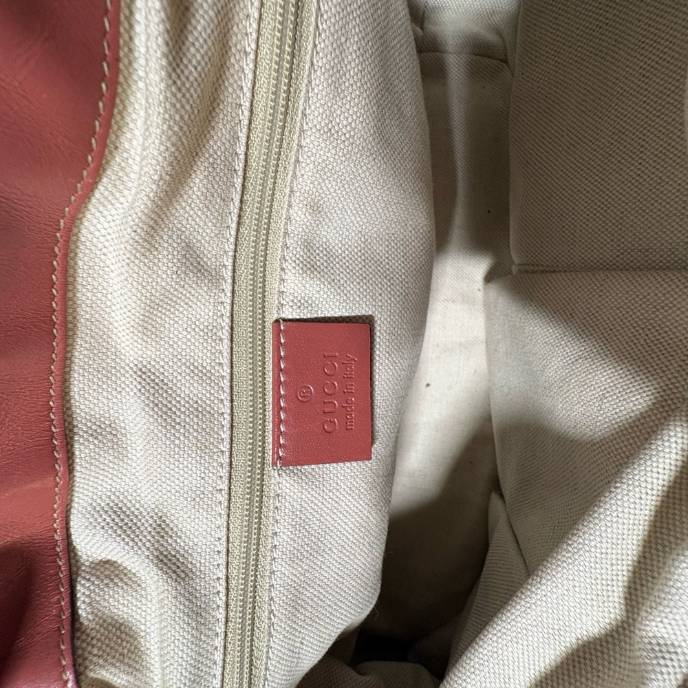 Gucci Beige Monogram Satchel with Pink-Brown Trim - Picture 10 of 15